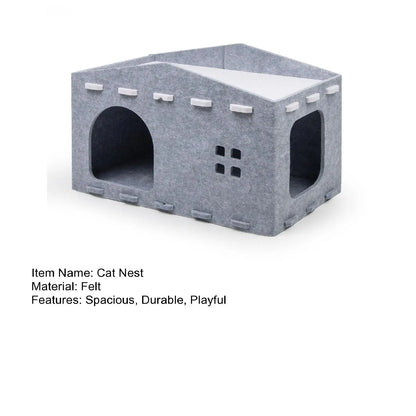 Felt Cat Cave Retreat: Scratching Cube & Cozy Nest for Multiple Cats