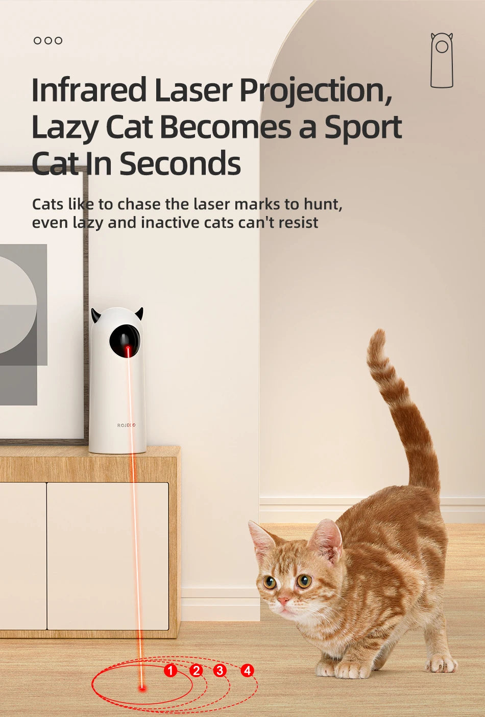 ROJECO Smart Laser Teaser: Interaktives automatisches und handliches Haustierspielzeug für Katzen 