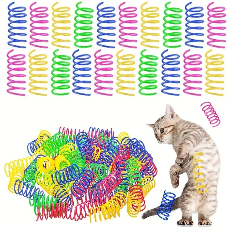 20pcs Cat Spring Toys - Colorful Plastic Coils for Interactive Indoor Hunting