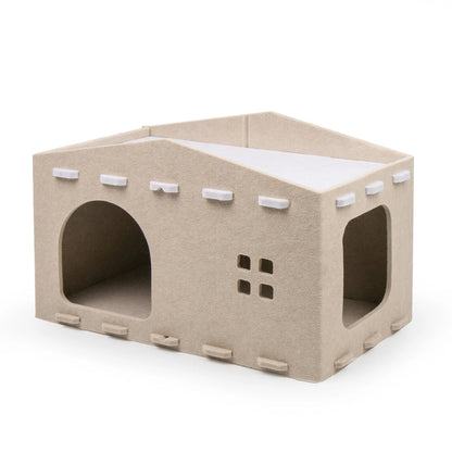 Felt Cat Cave Retreat: Scratching Cube & Cozy Nest for Multiple Cats