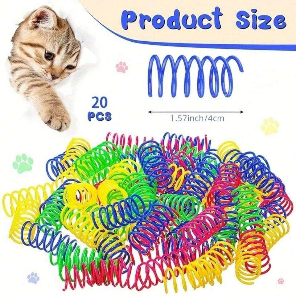 20pcs Cat Spring Toys - Colorful Plastic Coils for Interactive Indoor Hunting