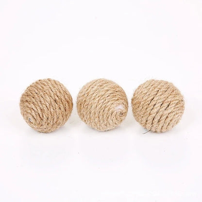 10pcs Solid Color Sisal Cat Teasing Toy Set - Durable Bell Balls & Teeth-Grinding Stick