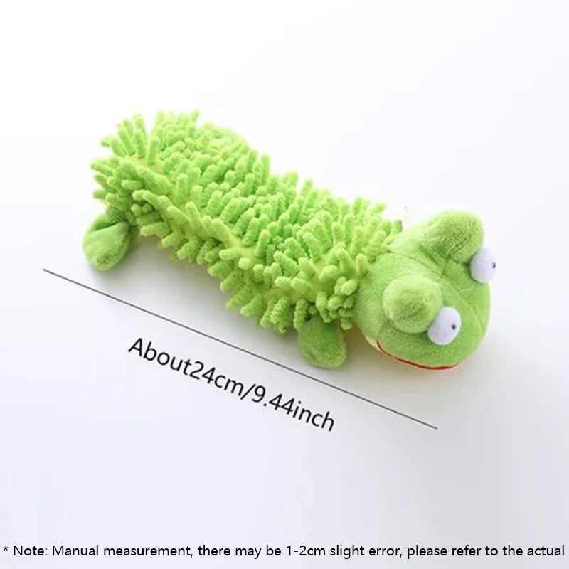 Plush Cat Toy with Sound - Mop Fur Shell Frog & Hippo for Teeth Grinding