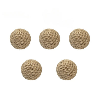 10pcs Solid Color Sisal Cat Teasing Toy Set - Durable Bell Balls & Teeth-Grinding Stick