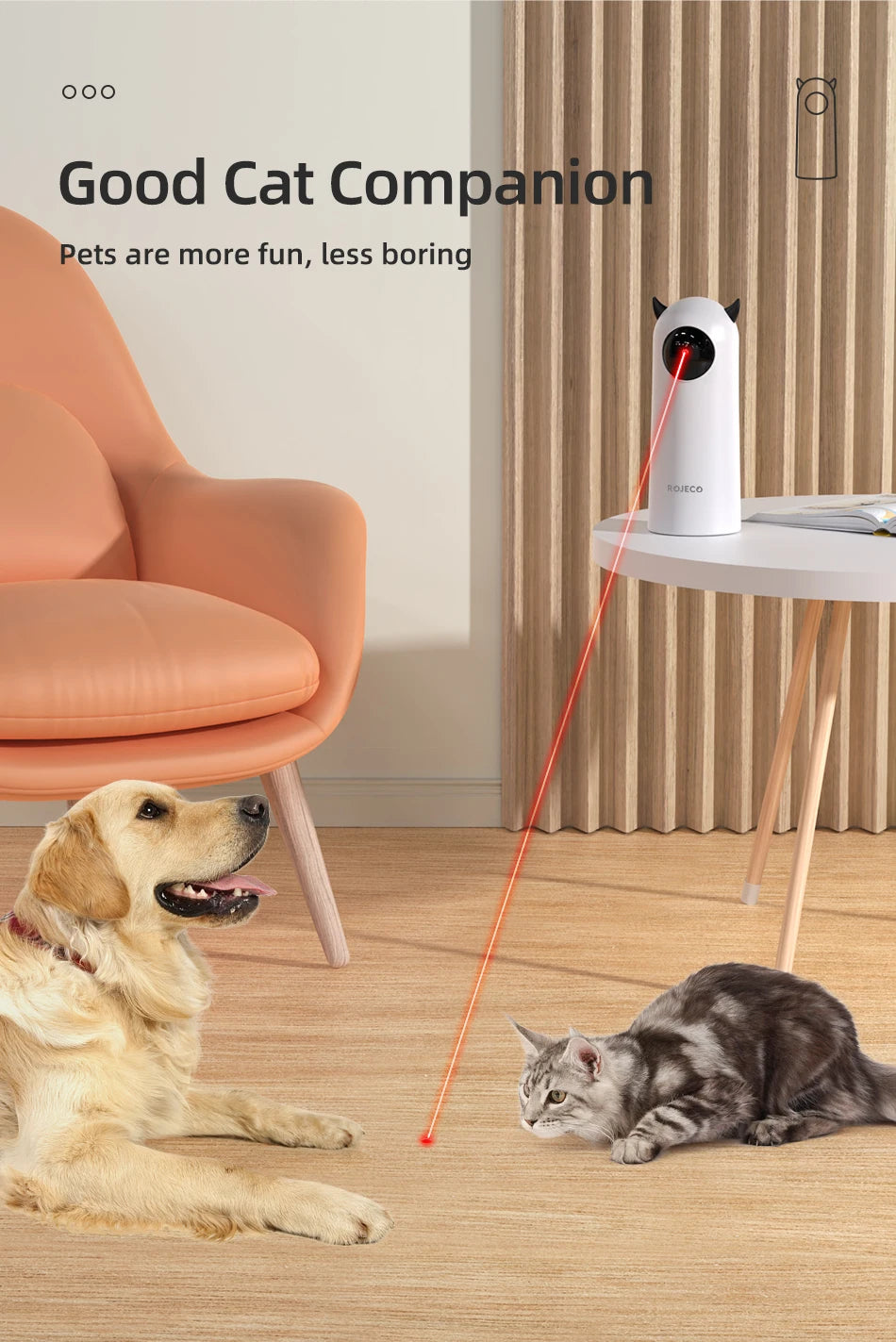 ROJECO Smart Laser Teaser: Interaktives automatisches und handliches Haustierspielzeug für Katzen 