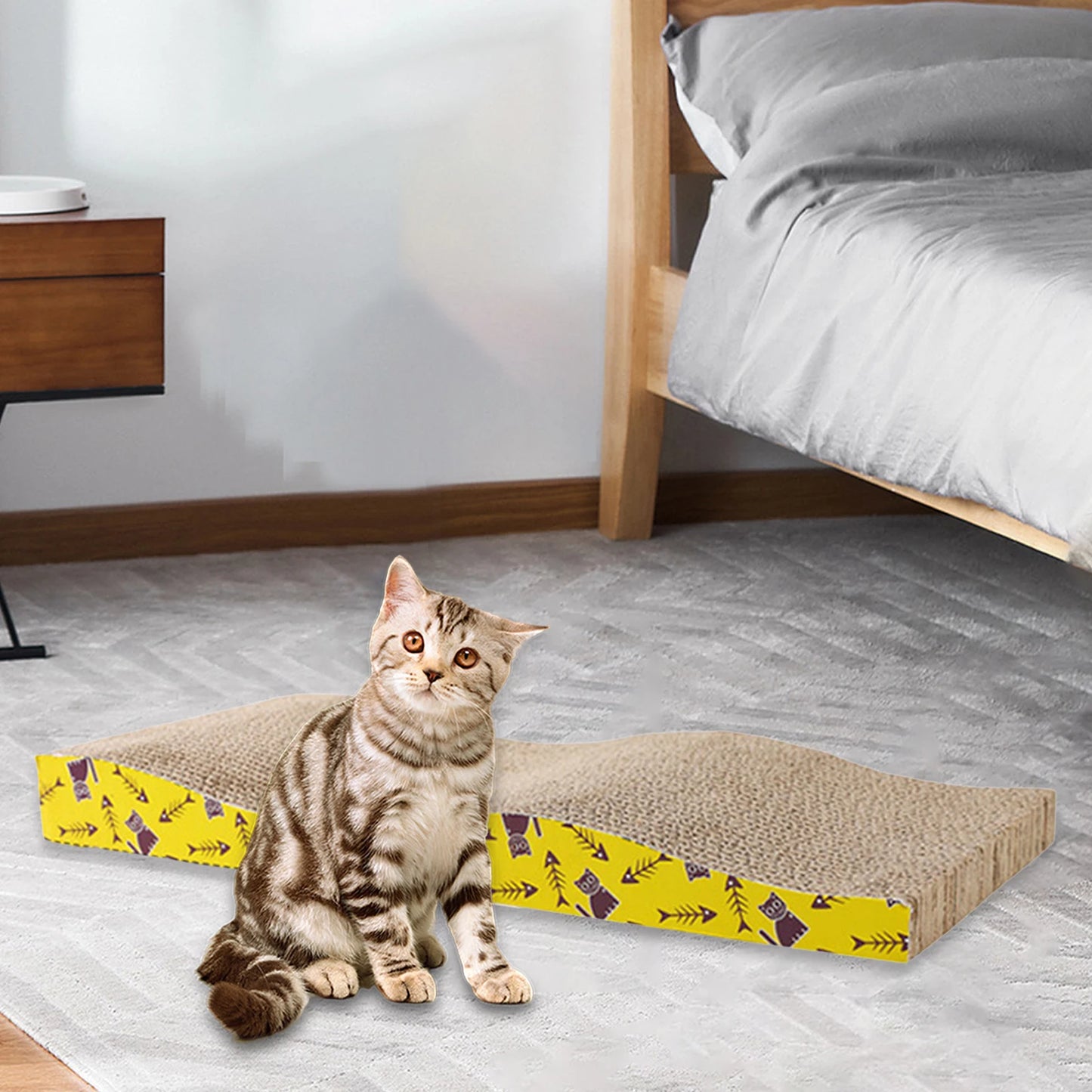 Eco-Scratch Delight: Durable Corrugated Cardboard Cat Scratcher & Sofa Protector