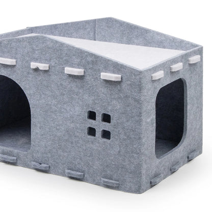 Felt Cat Cave Retreat: Scratching Cube & Cozy Nest for Multiple Cats