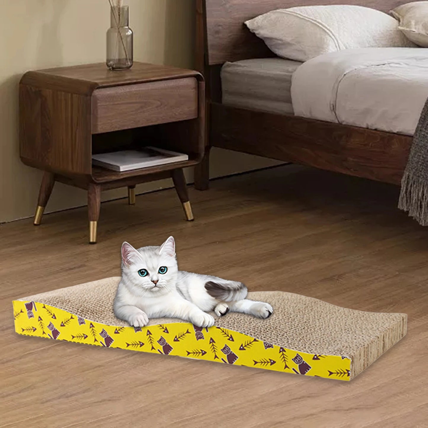 Eco-Scratch Delight: Durable Corrugated Cardboard Cat Scratcher & Sofa Protector