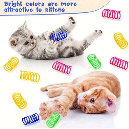 20pcs Cat Spring Toys - Colorful Plastic Coils for Interactive Indoor Hunting