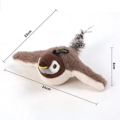 Juguetes interactivos para gatos, pájaro volador recargable, juguete para gatos que canta y aletea, no vuela, se le puede agregar hierba gatera, juguete de peluche activado al tacto