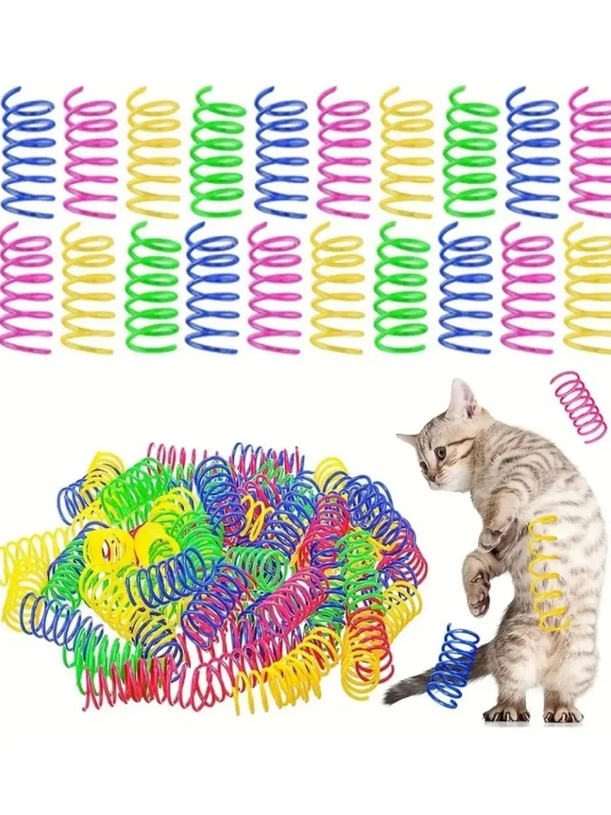 20pcs Cat Spring Toys - Colorful Plastic Coils for Interactive Indoor Hunting