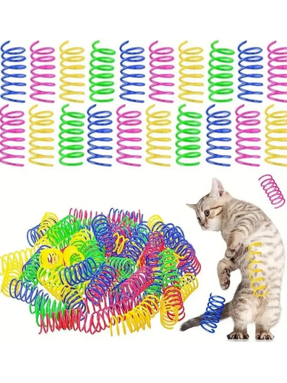 20pcs Cat Spring Toys - Colorful Plastic Coils for Interactive Indoor Hunting