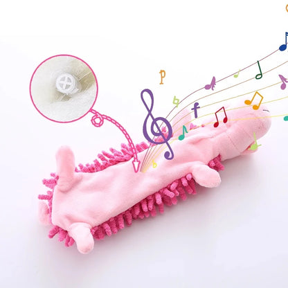 Plush Cat Toy with Sound - Mop Fur Shell Frog & Hippo for Teeth Grinding