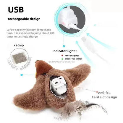 Chirp & Flap Fun: Rechargeable, Touch-Activated Catnip Bird Toy