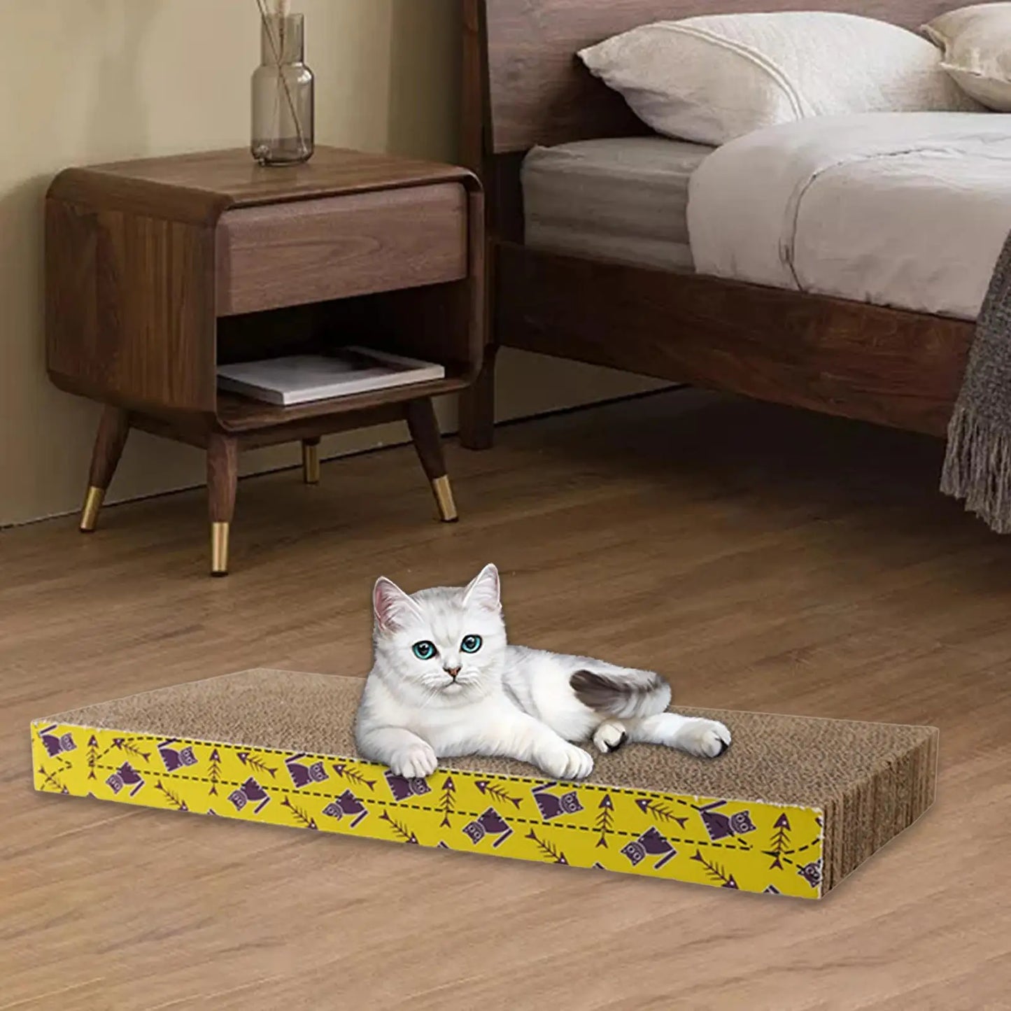 Eco-Scratch Delight: Durable Corrugated Cardboard Cat Scratcher & Sofa Protector