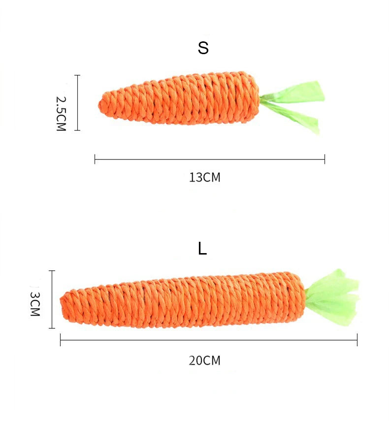 Katzenspielzeug „Carrot“ – Kauspielzeug aus Papierseil mit eingebauter Glocke für Kleintiere 